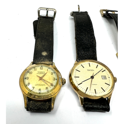 493 - Selection of 4 vintage gents wrist watches inc tegrov sekonda swiss watch comp & accurist all untest... 