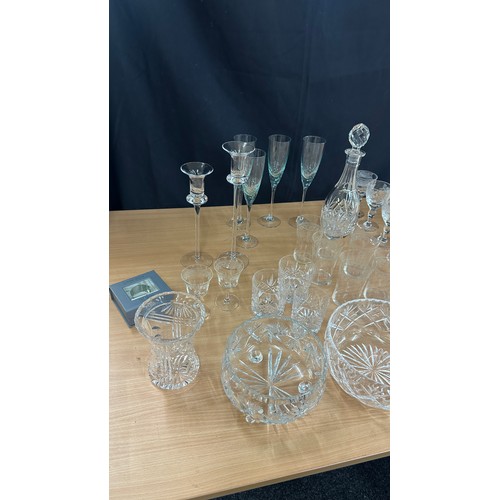 182 - Selection of glassware to include hand blow decanters Royal Doulton, Web Corbett, Royal Doulton crys... 