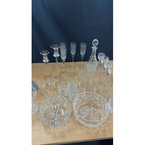 182 - Selection of glassware to include hand blow decanters Royal Doulton, Web Corbett, Royal Doulton crys... 