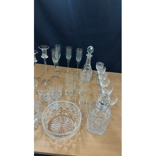 182 - Selection of glassware to include hand blow decanters Royal Doulton, Web Corbett, Royal Doulton crys... 