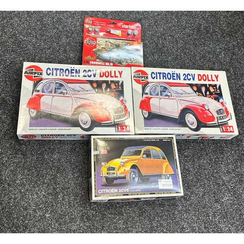 104 - Selection of Air fix and other model kits to include Imai Citroen 2cv6 super driving, Airfix Plastic... 