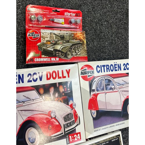 104 - Selection of Air fix and other model kits to include Imai Citroen 2cv6 super driving, Airfix Plastic... 