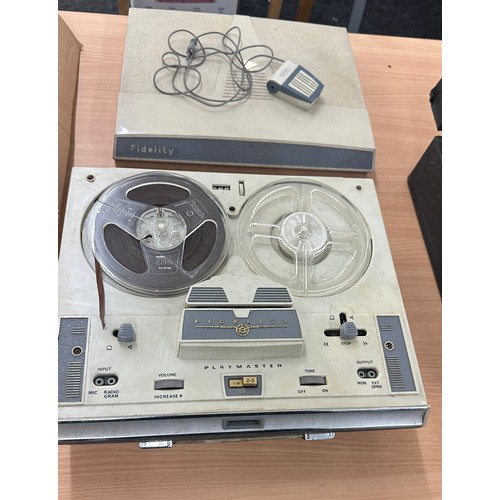 209 - Selection of vintage items to include a Edison bell gramophone, fidelity reel to reel recorder and a... 