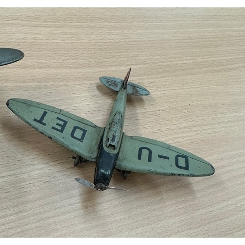 558 - Two tin/metal model planes one German D-U DET