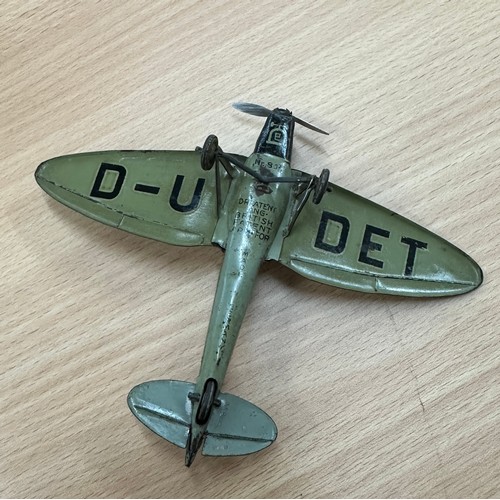 Two tin/metal model planes one German D-U DET