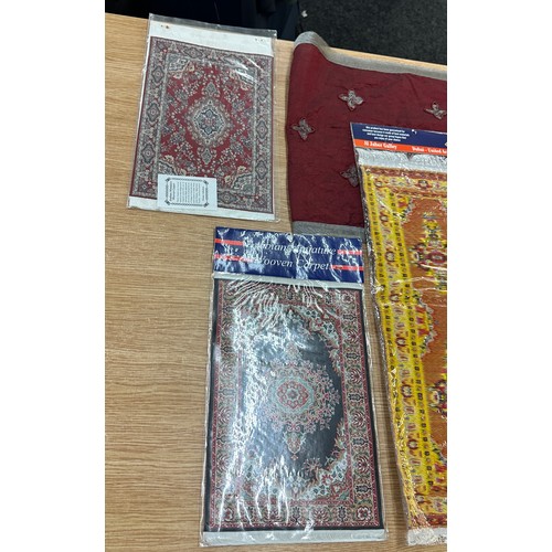 139 - Selection of Arabian miniature woven carpet and other