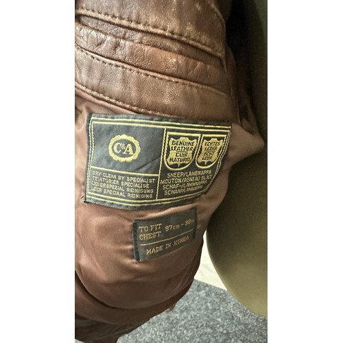 166 - Vintage S&A Canada leather gents jacket size 38 inches chest, has sustained a tear in leather