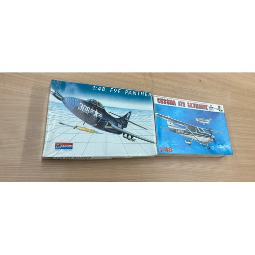 96 - Two air craft model kits one sealed ' Monogram 1:48 F9F Panther' and ' Cessna 172 Skyhawk'