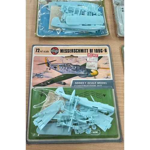 89 - Four Air fix scale model construction kits to include ' Fiesler Storch' ' Spad VII', ' Tiger moth', ... 