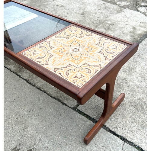 353 - G-Plan Mid century teak and glass coffee table 17 inches tall 47 inches length 19 inches wide