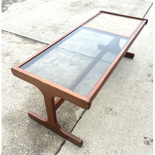 353 - G-Plan Mid century teak and glass coffee table 17 inches tall 47 inches length 19 inches wide