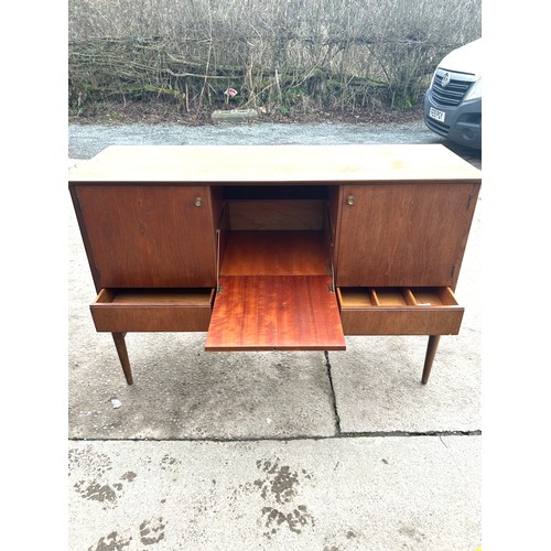 351 - Meredew 3 drawer 3 door teak sideboard 37 inches tall 55 inches wide 19 inches depth