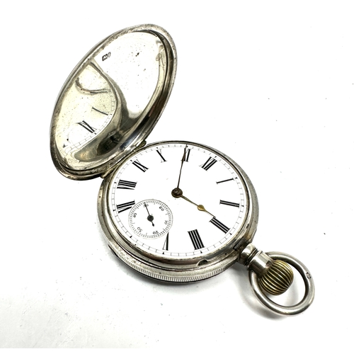 524 - antique silver full hunter waltham hillside pocket watch the watch is ticking