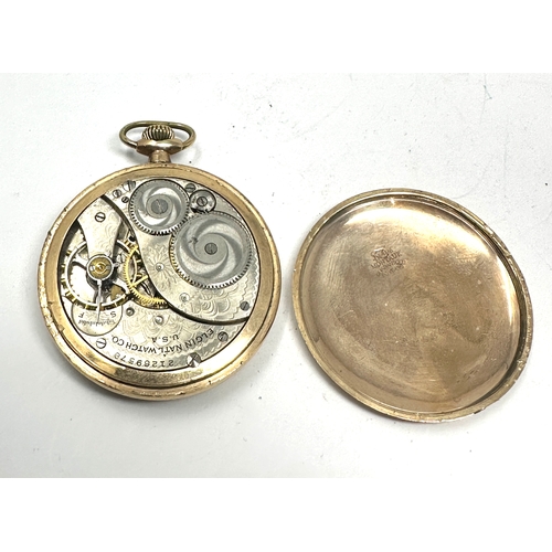 525 - Antique gold plated open face Elgin pocket watch the watch is ticking