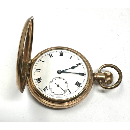 526 - Antique gold plated full hunter tavannes watch Co pocket watch the watch is ticking