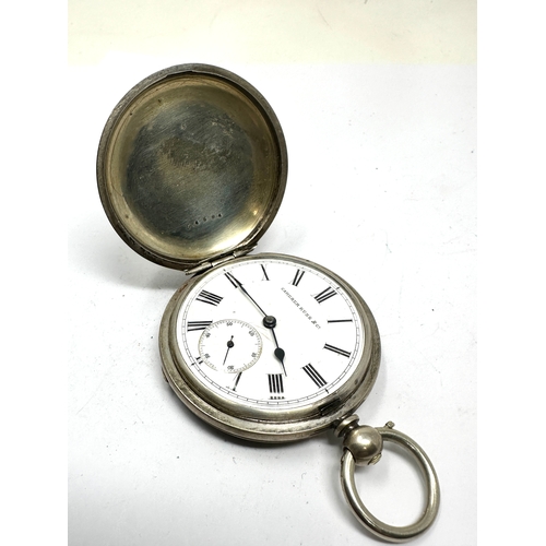 527 - Antique silver full hunter camerer kuss & Co pocket watch the watch is ticking