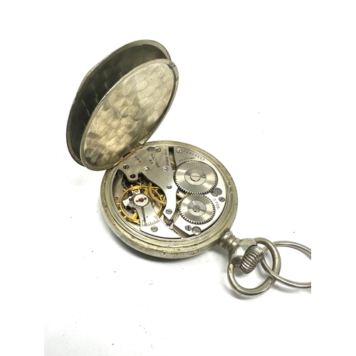 529 - Waltham pocket open face watch nickel cased the watch is ticking