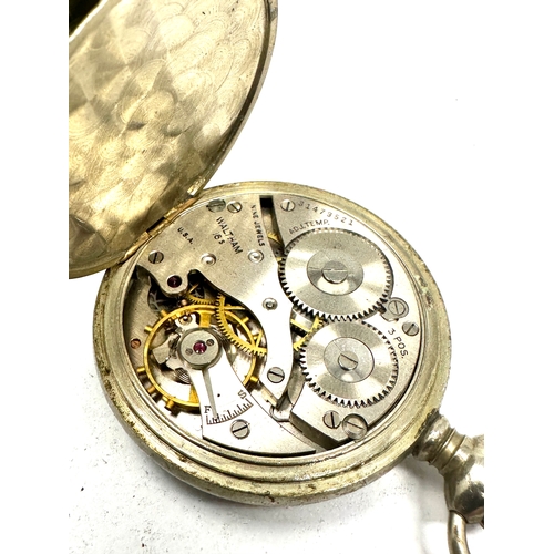 529 - Waltham pocket open face watch nickel cased the watch is ticking