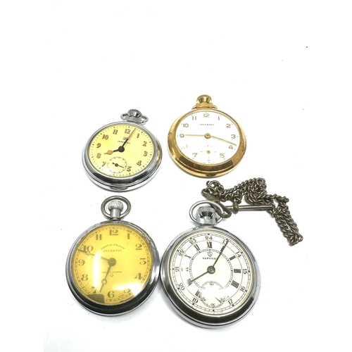 533 - 4 vintage pocket watches 2 ingersoll services & inventic 3 are ticking