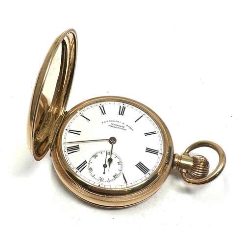 534 - Antique gold plated Full hunter waltham mass  pocket watch by fattorini & sons bradford the watch is... 