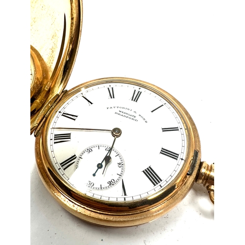 534 - Antique gold plated Full hunter waltham mass  pocket watch by fattorini & sons bradford the watch is... 