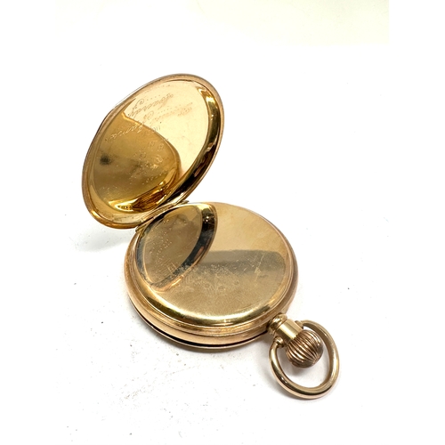 534 - Antique gold plated Full hunter waltham mass  pocket watch by fattorini & sons bradford the watch is... 