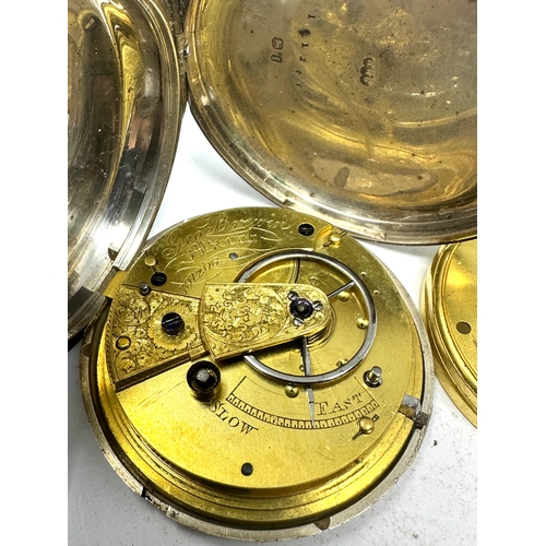 535 - Antique silver full hunter fusee pocket watch geo brewin march  the watch balance spins not ticking