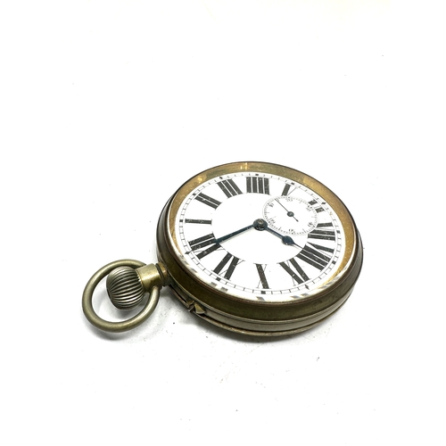 536 - Antique goliath pocket watch the watch is ticking but stops nickel cased