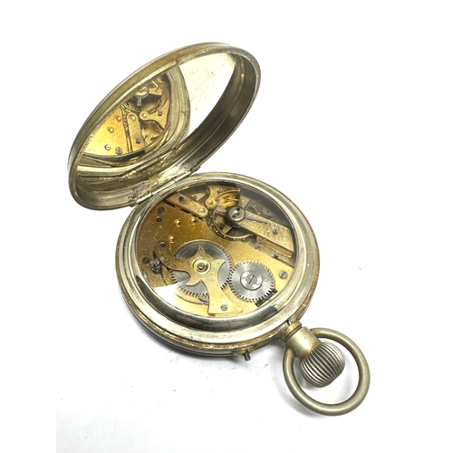 536 - Antique goliath pocket watch the watch is ticking but stops nickel cased