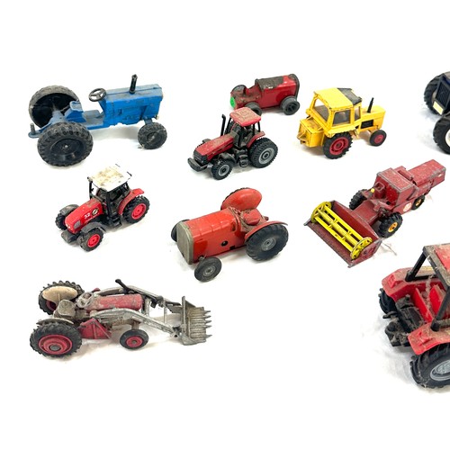 178 - 12 x Die cast and tin tractors, Dinky, Lesney, Minic, Corgi etc  - unboxed