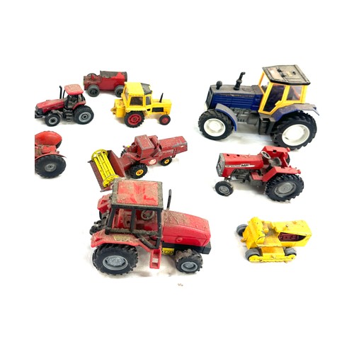 178 - 12 x Die cast and tin tractors, Dinky, Lesney, Minic, Corgi etc  - unboxed