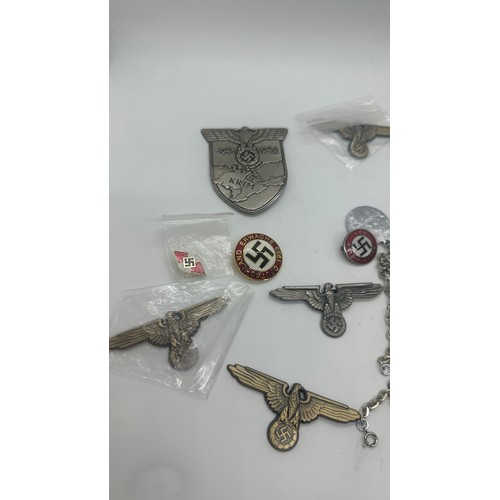 401 - Selection of German WW2 badges, mostly replica