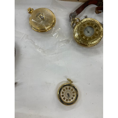 419 - Large selection of vintage and later pocket watches includes Cyma Military pocket watch, Thomas Russ... 