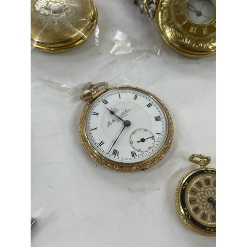 419 - Large selection of vintage and later pocket watches includes Cyma Military pocket watch, Thomas Russ... 