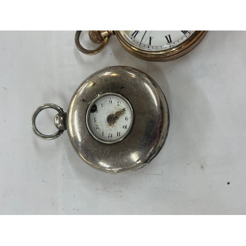 421 - Waltham gold plated pocket watch and a silver pocket watch, untested