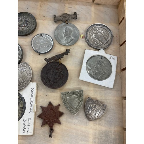 409 - Selection of assorted school medals and badges