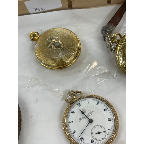 419 - Large selection of vintage and later pocket watches includes Cyma Military pocket watch, Thomas Russ... 