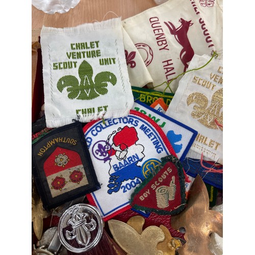 2 - Selection of vintage girl scouts medals, cloth badges, bunting etc