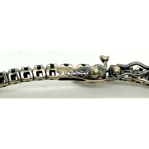 503 - Designer Burato 18ct gold and black diamond ladies tennis bracelet, approximately 90 fine black diam... 