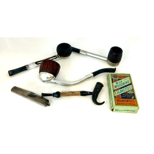 574 - Selection vintage smoking pipes etc