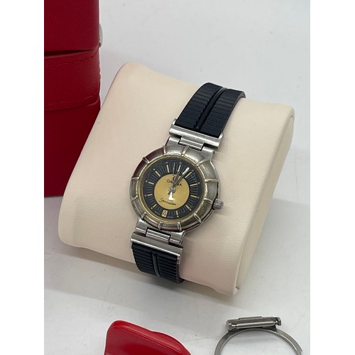 432 - Vintage 1980s Ladies Omega wrist watch, Seamaster dynamic quartz movement, with omega box but not or... 