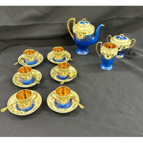 618 - A 6 piece hand painted coffee set ' Genuine Samurai China' with spoons