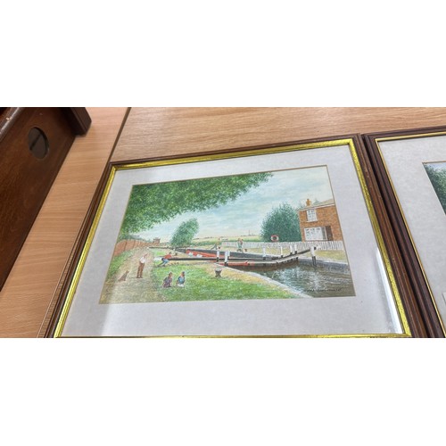 34 - Two framed water colours signed ' PJ Averson Maunder', frame measurement:  Width 13.5 inches, Height... 