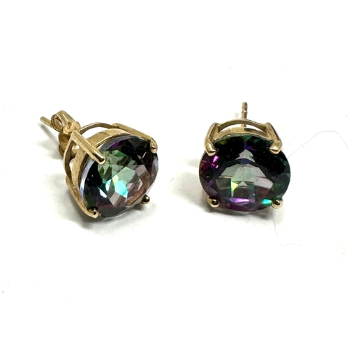 82 - 9ct gold mystic topaz earrings weight 2.7g