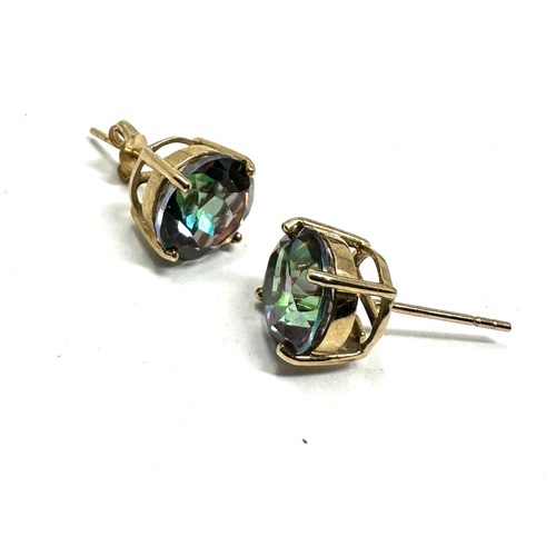 82 - 9ct gold mystic topaz earrings weight 2.7g