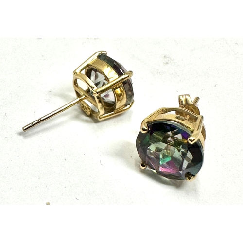 82 - 9ct gold mystic topaz earrings weight 2.7g