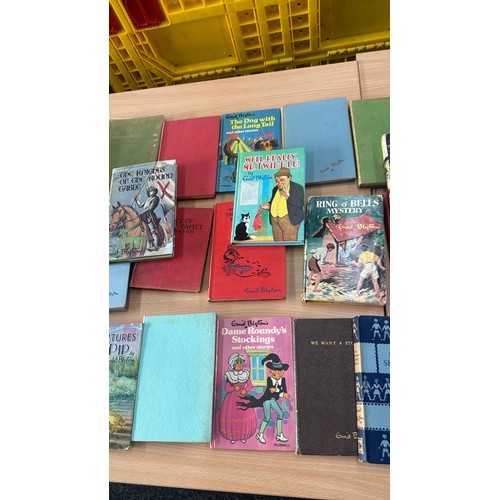 202 - Large selection of vintage Enid Blyton books to include ' The Trouble some three','Adventure of Pip'... 