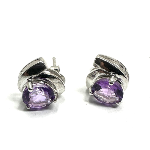 88 - 9ct white gold amethyst earring weight 2.8g