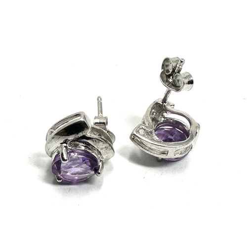 88 - 9ct white gold amethyst earring weight 2.8g