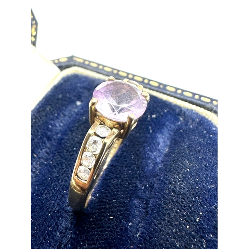 89 - 9ct gold amethyst & diamond  ring weight 2.1g